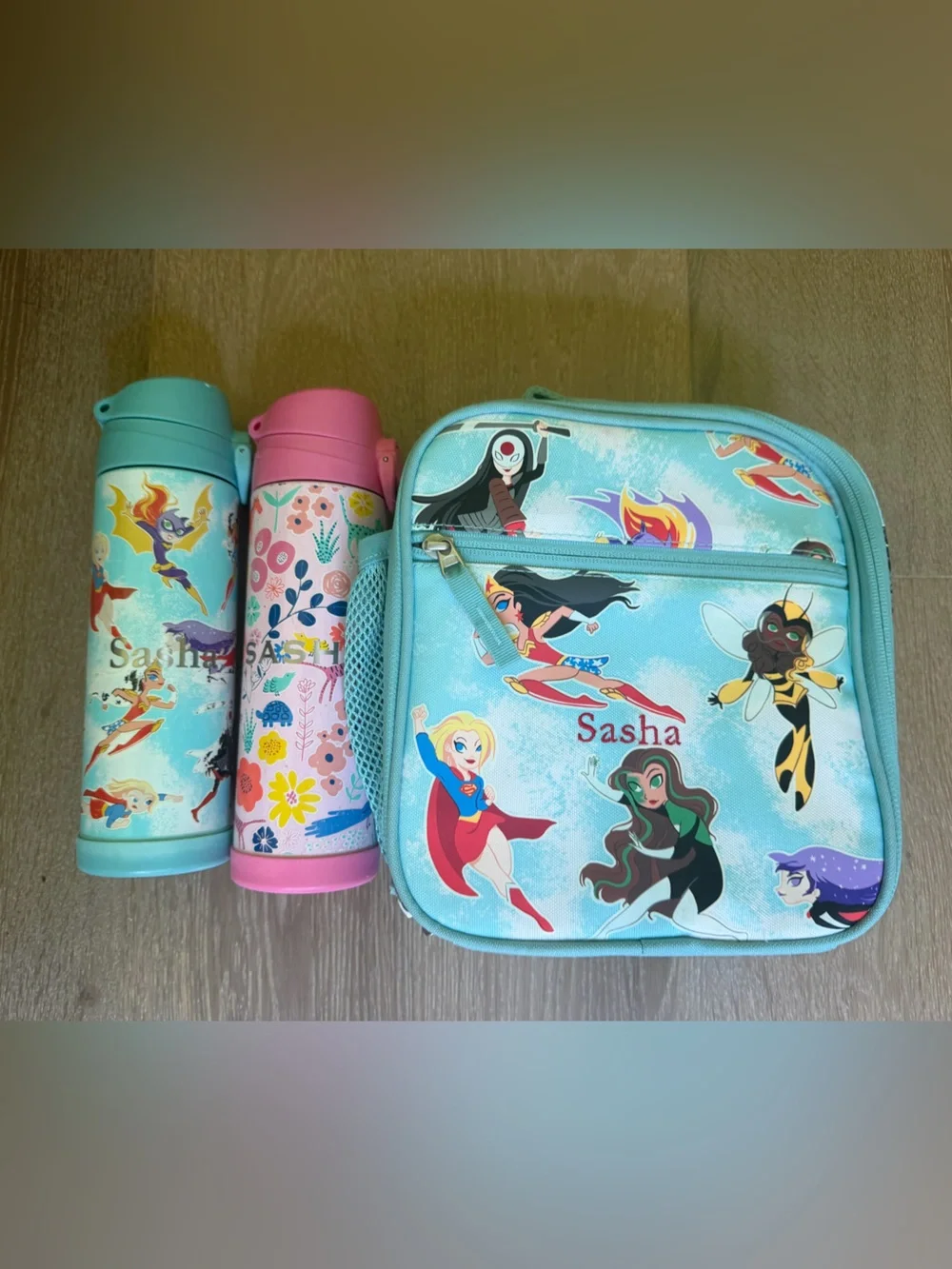 Sasha Pottery Barn kids lunchbox and thermos superhero